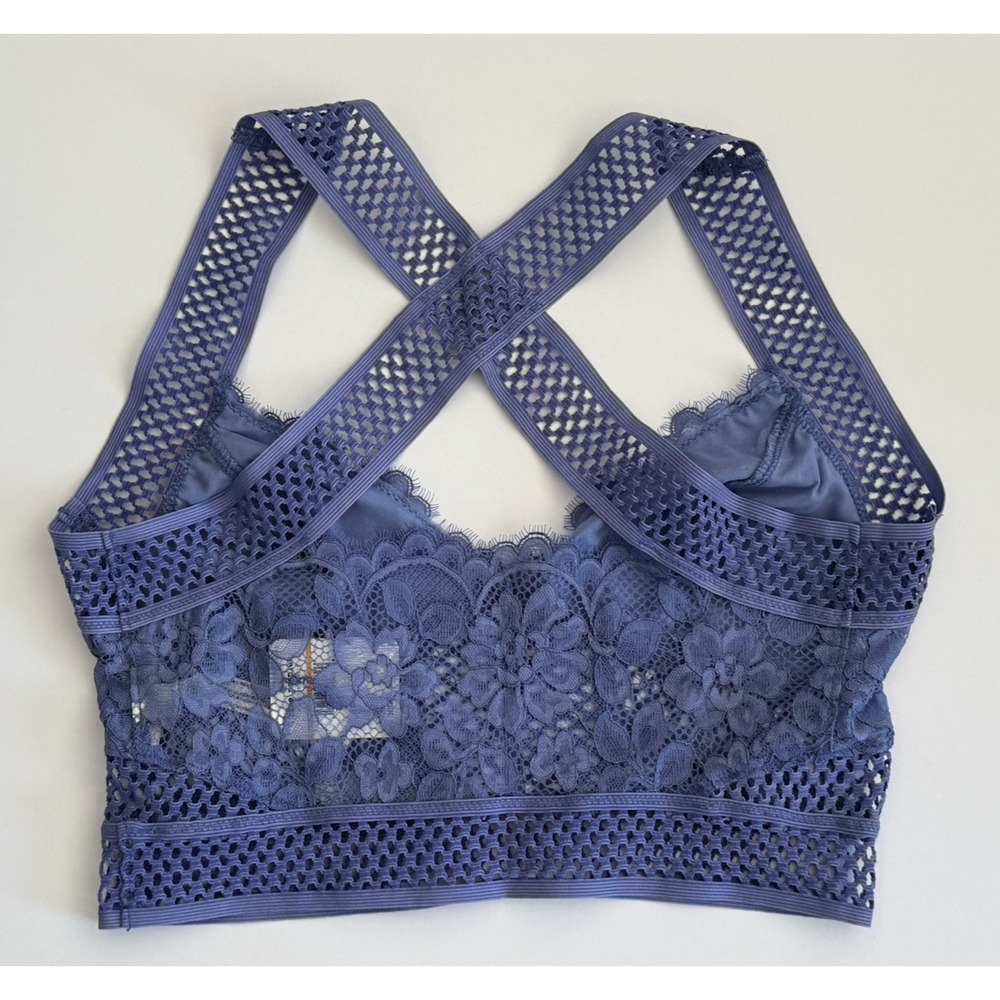 NWT Free‎ People INTIMATELY Sitting Pretty Floral Lace Brami Egret Blue Size S - Picture 9 of 16